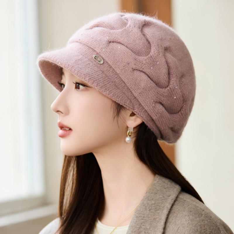 Winter Thickened Warm Rabbit Hair Mother Hat Outdoor Windproof Ear Protection Knitted Hat Wool Hat