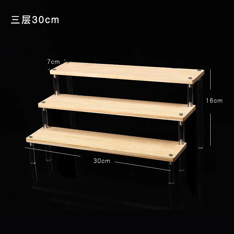 Acrylic Wooden Display Riser Stand for Funko POP Figures,Earring Ring Holder Cupcake Stand,Perfume Stand Organizer Display