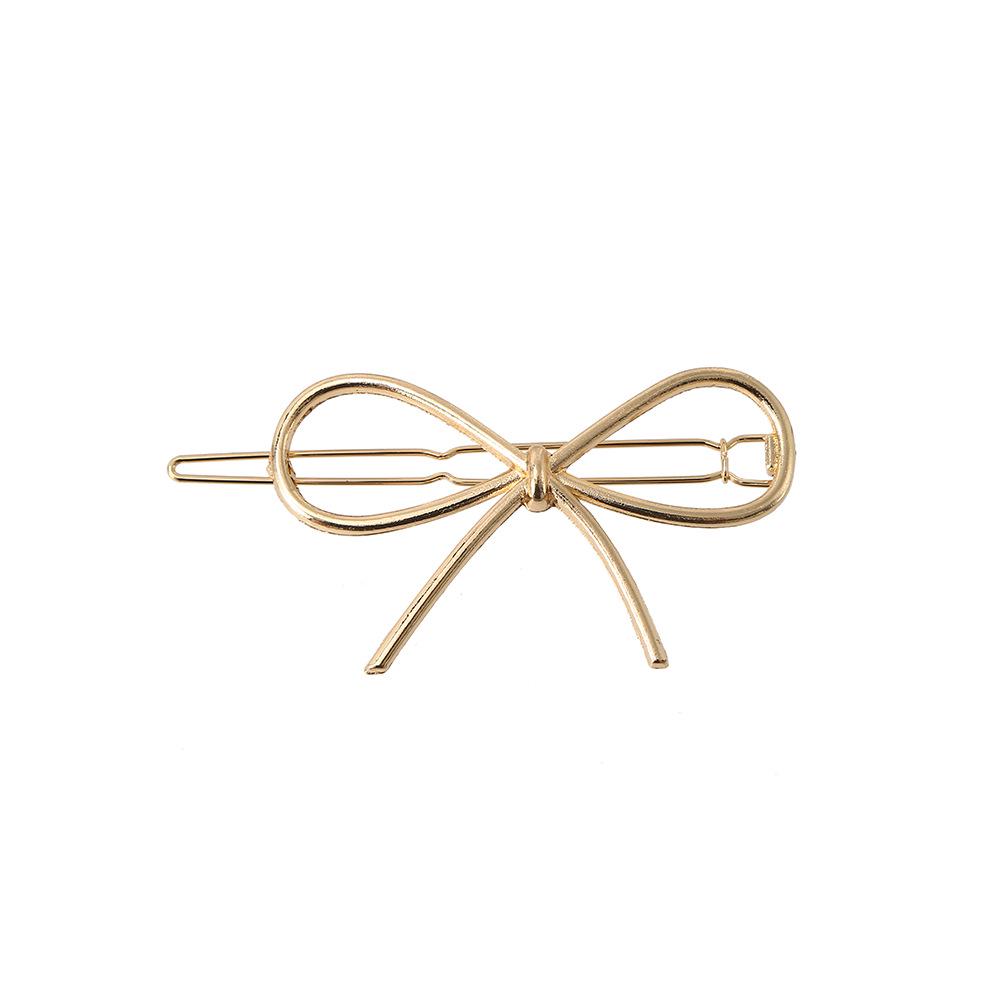 Elegant Smooth Metal Bow Hair Clip - European & American Style Women's Accessory