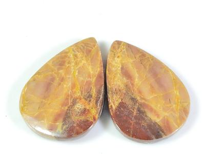 22Cts.Natural Red Jasper Matched Pair Pear Cabochon Gemstone 16X23X03 MM SK-222