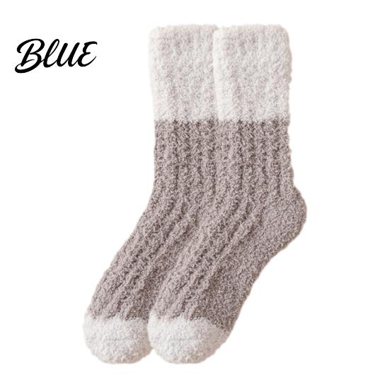 Non Shedding Velvet Socks Thickened Long Plush for Women Warm Coral Fleece Socks Comfortable House Winter Thermal Sleep Anti-static Contrast