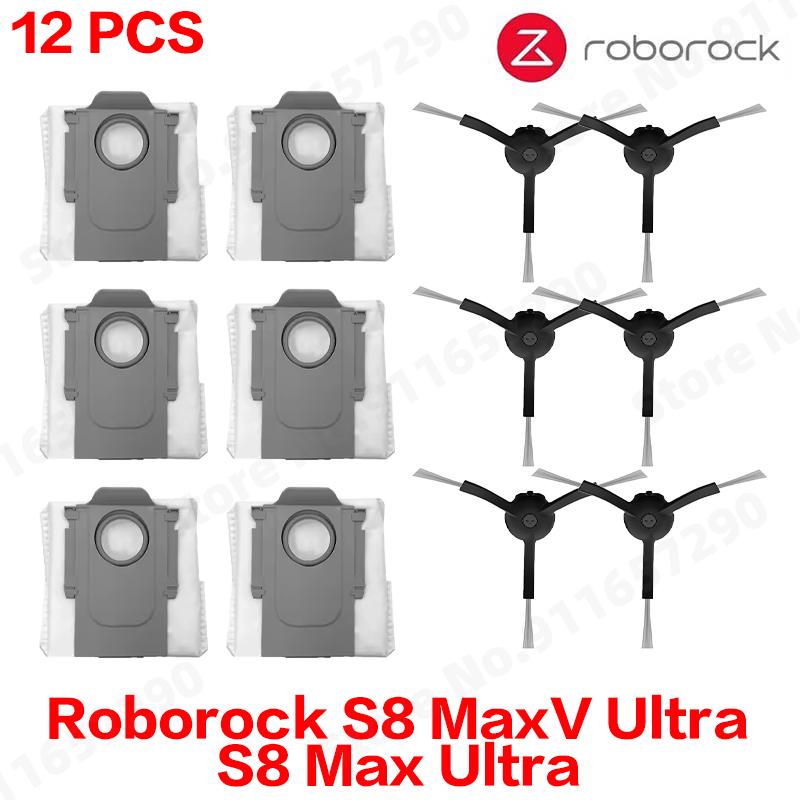 Compatible For Roborock S8 MaxV Ultra, S8 Max Ultra Replacement Parts Main Side Brush Hepa Filter Mop Cloth Dust Bag Accessories