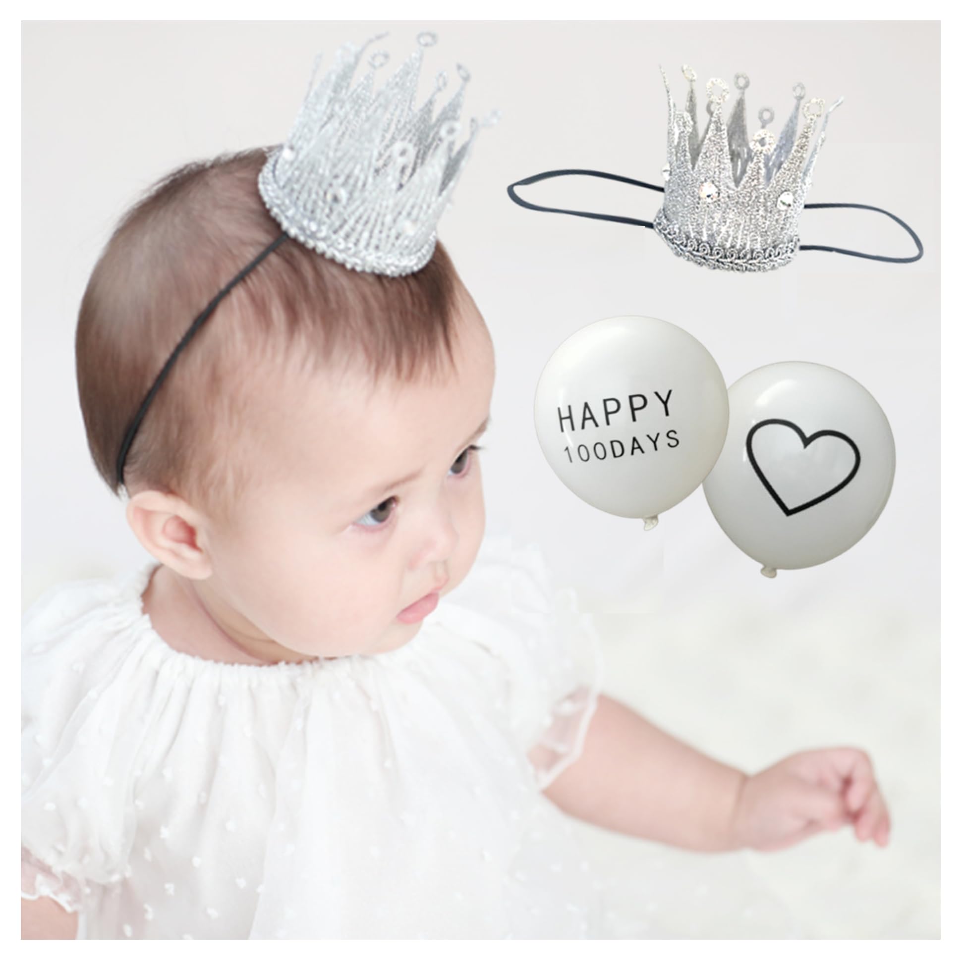 

Корона с 2 для младенцев и детских волос волосы волосы волосы корона рождение 100-й день половина первый памятный памятный питомец 3 [МИХИ] шары, дети, корона,