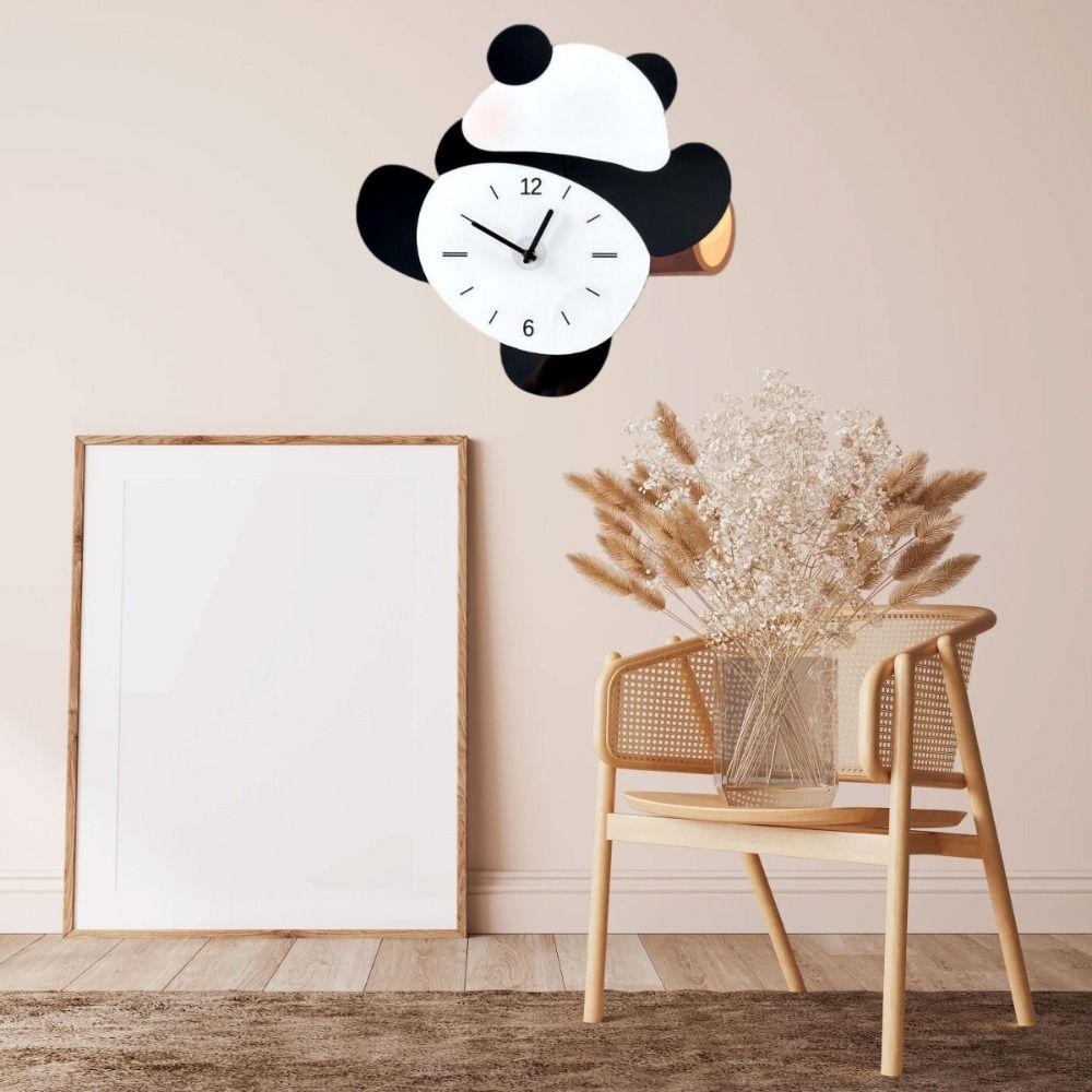 Silent Swinging Panda Wall Clock Cartoon Hanging Watch Festival Gifts Digital Clock  Living Rooms