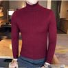 Men's High Neck Sweater Solid Color Pullover Knitted Warm Casual Turtleneck   Men Clothes