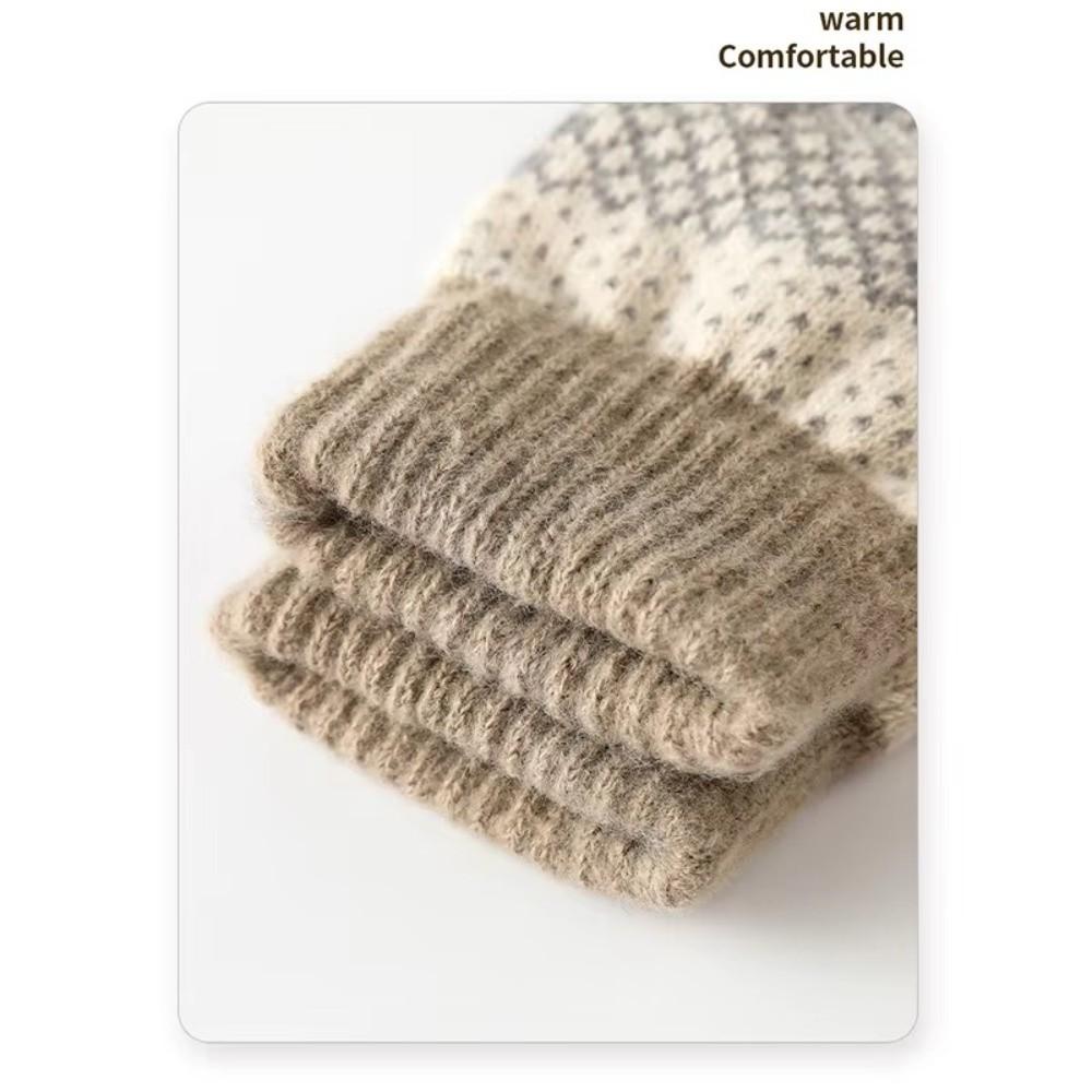 Windproof Touch Screen Gloves Thickened Wool Gloves Fashion Winter Knitted Gloves for Men Women