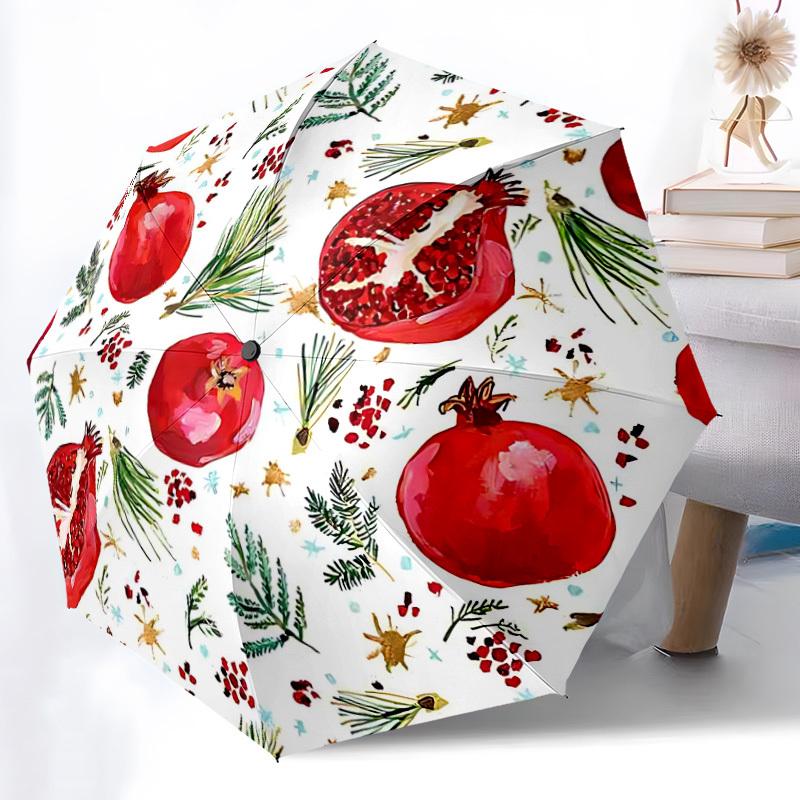 

1pc Pomegranate Pattern Automatic Open/Close Umbrella - Compact Travel Umbrella, Gift for Birthday, Holiday yy260106076