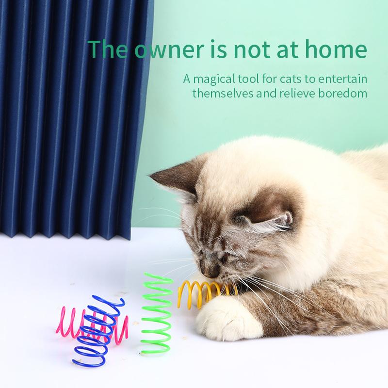 Cat Spring Toy, Interactive Spiral Toys for Indoor Colored Cats, Plastic Spring Coil for Kitten, Hunting, Inflation, 4 Pieces