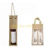 49MD Jute Wine for Carrier Reusable Burlap Tote Bags Clear Window with Handles Gift Bag Travel Storage