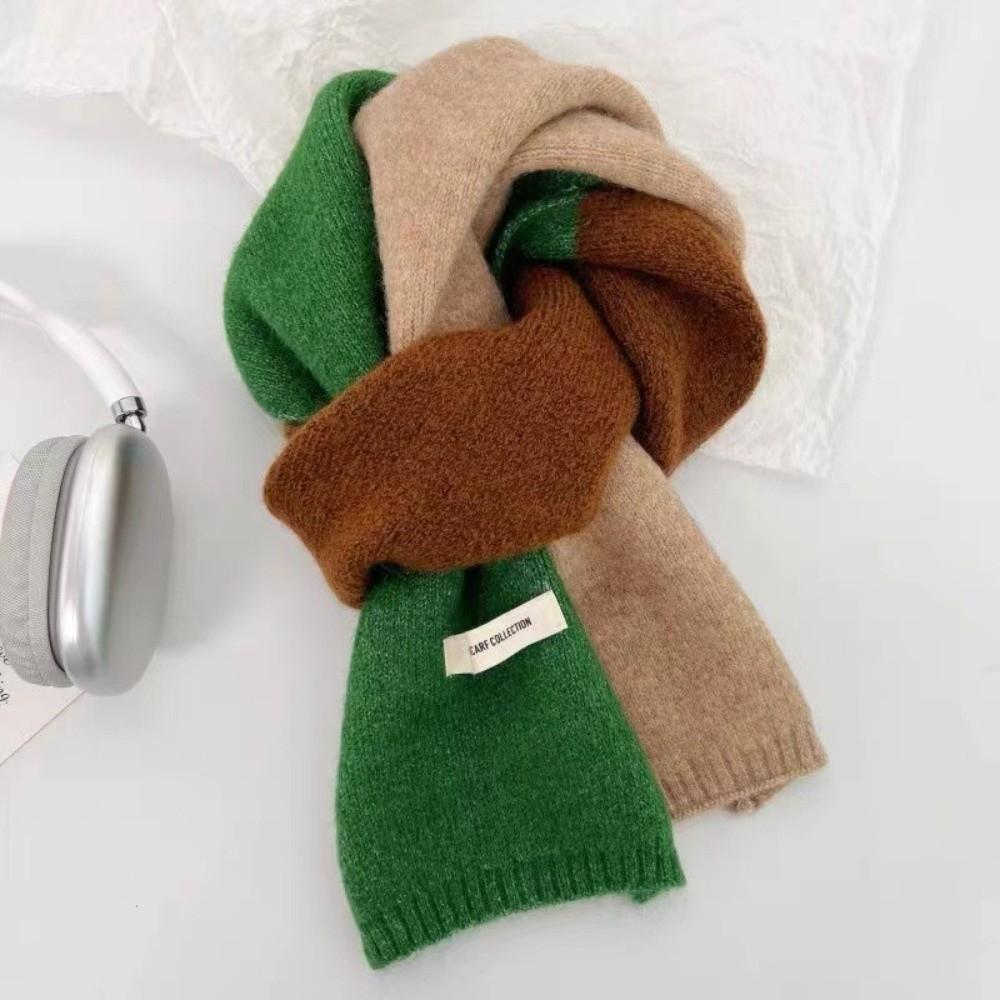 Woolen Cashmere Shawl Neckwarmer Winter Neck Scarf Fashion Patchwork Color Scarf  Outdoor