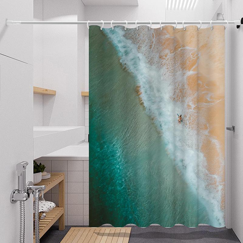 Scenic Photo Washable Dirt-Resistant Shower Curtain Shower Head Waterproof Polyester Bath Curtain For Home Decor Accessories