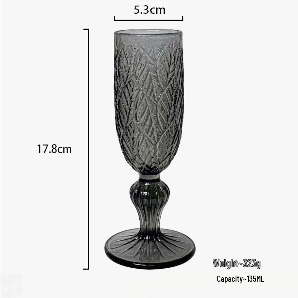Vintage Embossed Colored Glass Goblet – Luxury Thickened Bubble Wine Glass