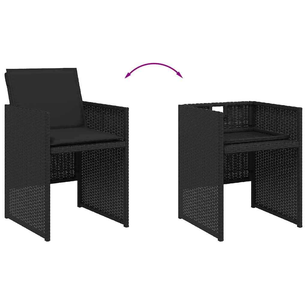 Vidaxl 11-Cz. Garden Furniture Set, With Cushions, Black PE Rattan