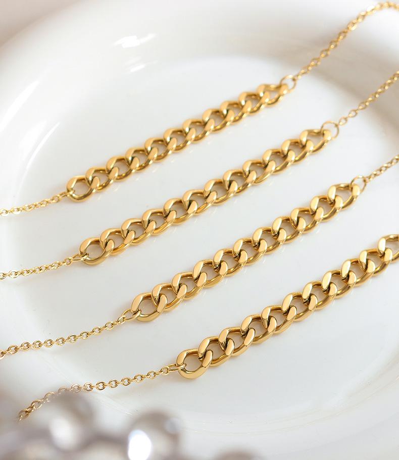 European & American Bold Thick Chain Patchwork Necklace for Women - Hip Hop Trend, 18K Gold-Plated Titanium Steel Jewelry
