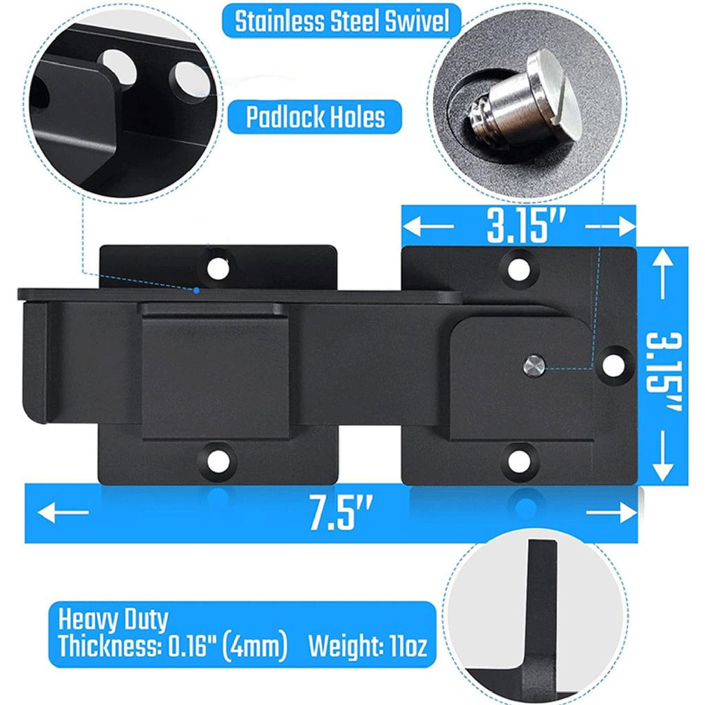 Versatile 7.87" Gate Latch with Locking Hole Adjustable Steel Lock Lockable Bolt Latches Set for Barn Doors & Yards