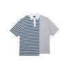 Striped Color Block Polo Shirt Unisex Tops Navy 13095653