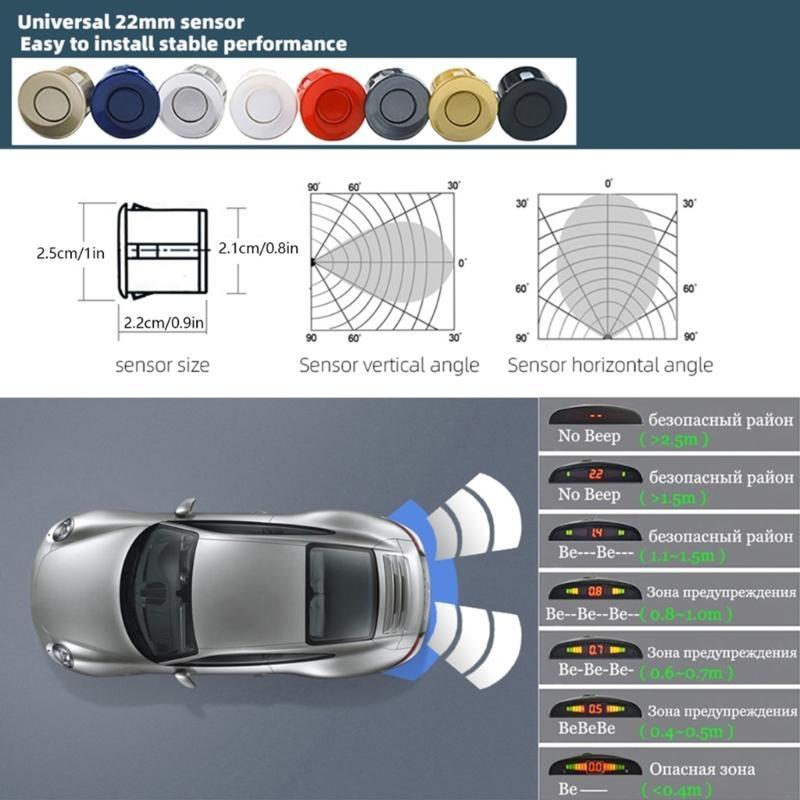 Y5GF Car Parking System with LED Display 4 Sensors Backlight Prevent Collision