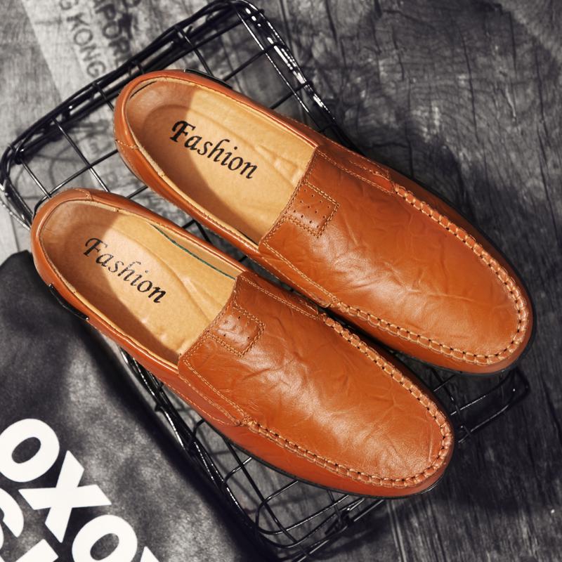Zapatos de cuero de alta calidad para hombre, mocasines suaves, mocasines planos de marca de moda.