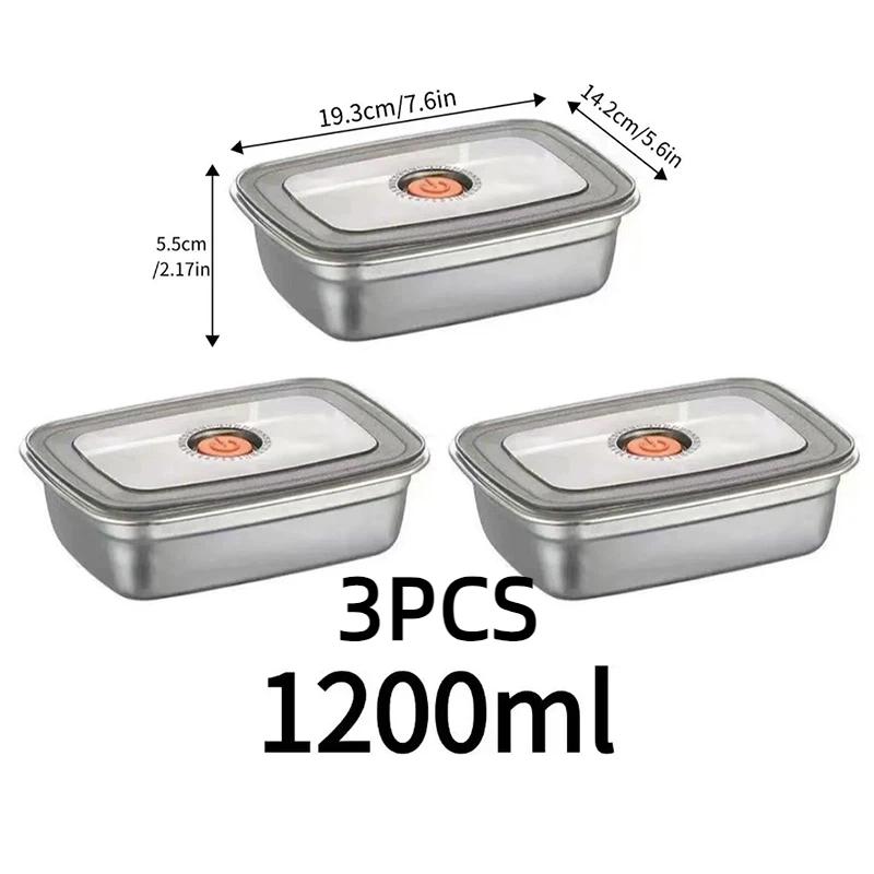 Stainless Steel Camping Lunch Box Sealed Leak-Proof Bento Box Microwave Suitable Large Capacity Refrigerator Freezer Storage Box