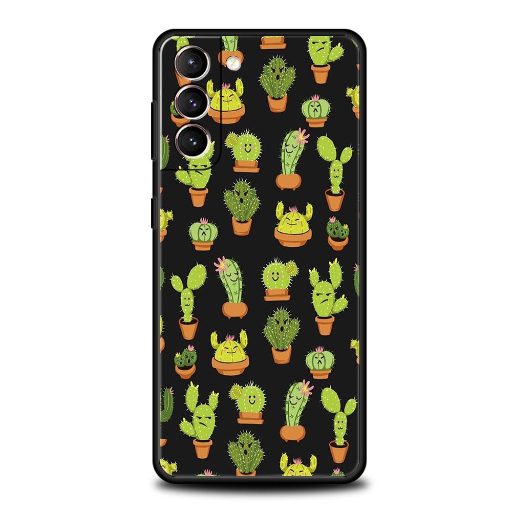 Plant Cactus Case for Samsung Galaxy S24 S23 S22 S20 S21 FE Ultra S24 S23 S10 S10E S9 S8 Plus 5G Silicone Phone Cover Capas Bags