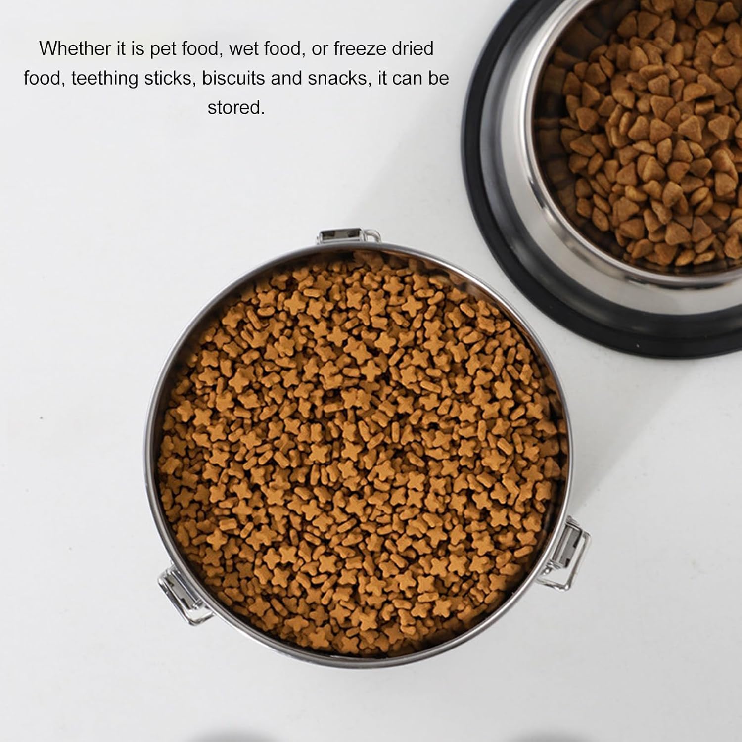 

Контейнер для корма для кошек и собак Fabater, герметичный, надежный в использовании, универсальный контейнер для хранения корма для домашних животных из нержавеющей стали для домашней кухни (1600мл)