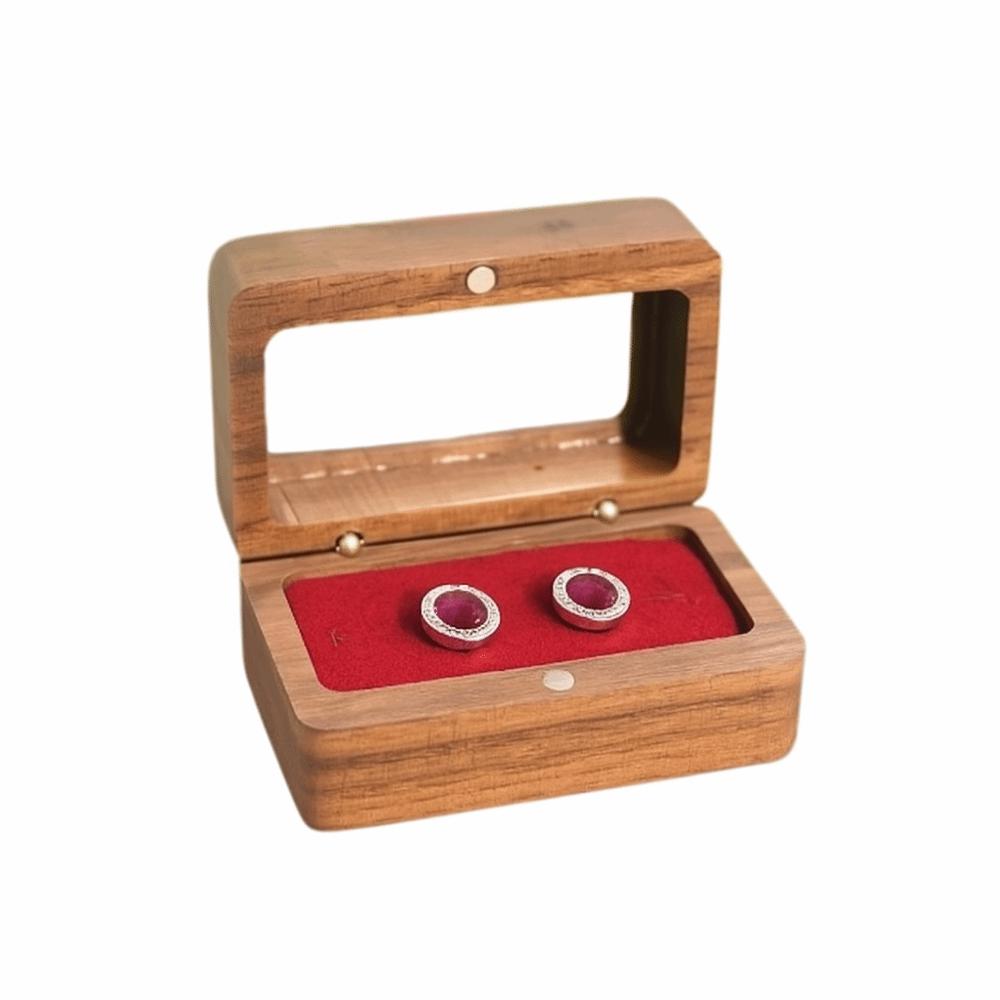 Double Slot Wooden Ring Box Rectangular Jewelry Ring Holder Black Walnut Cufflinks Box  Couples
