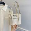 2025 new summer small fresh bucket bag Mori girl shoulder messenger bag solid color bow armpit bag