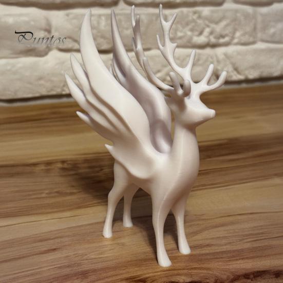 Modern Animal Art Decor Christmas Elk Statue with Wings, 3D Printed Reindeer Figurine, Antler Deer Standing Sculpture for Dining Table, Fireplace,