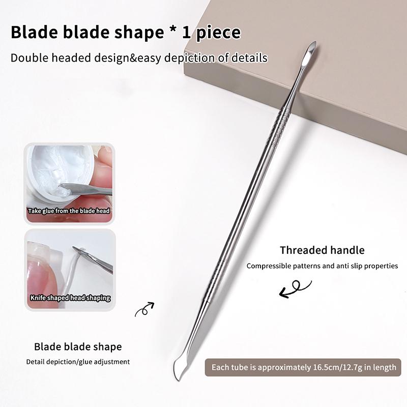 

Metal Double-Headed Nail Carving Rod Extension Glue Removal Stick Gel Removal Spatula Nail Polish Dipping Removal Tool