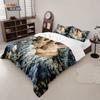 3Pcs Cute Cartoon Sleeping Rabbit Printed Down Duvet Cover Set, Multi Size Bedroom Bedding Decoration, Machine Washable