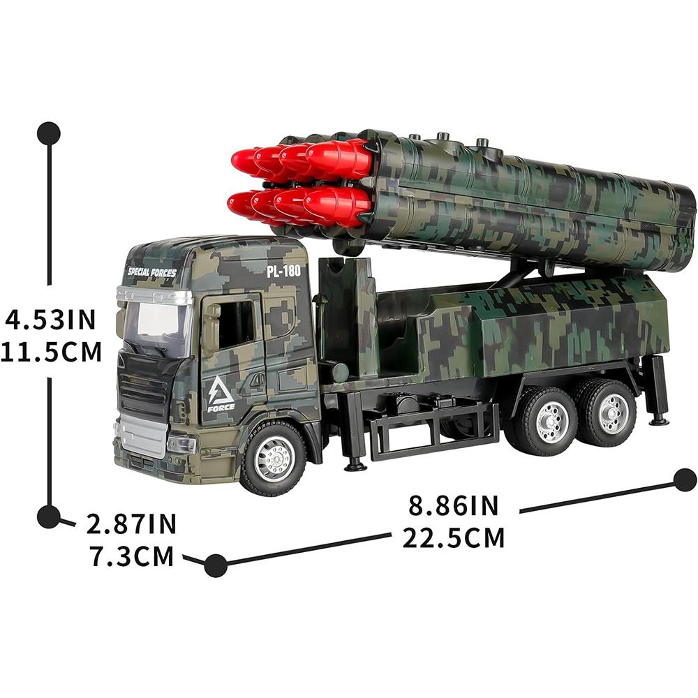 1/32 PL-180 PL-180 odpalovač raket Model vojenského vozidla se světly a zvuky Autíčko s třecím pohonem z kovové slitiny pro děti Chlapci Dívky Dospělí