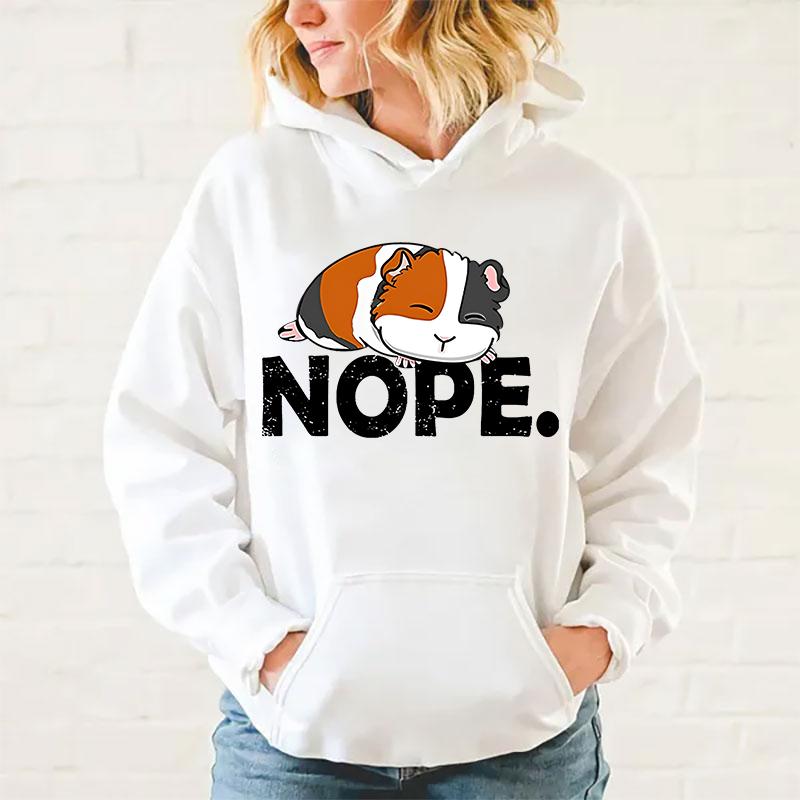 Funny Guinea Pig Nope Print Hoodie Fashion Women Men Casual Tops Pullover Hoodies Harajuku Sweatshirt