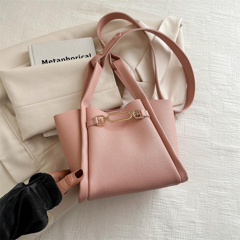 2024 New Popular Simple Bucket Bag Women Street Fashion Pu Shoulder Bag