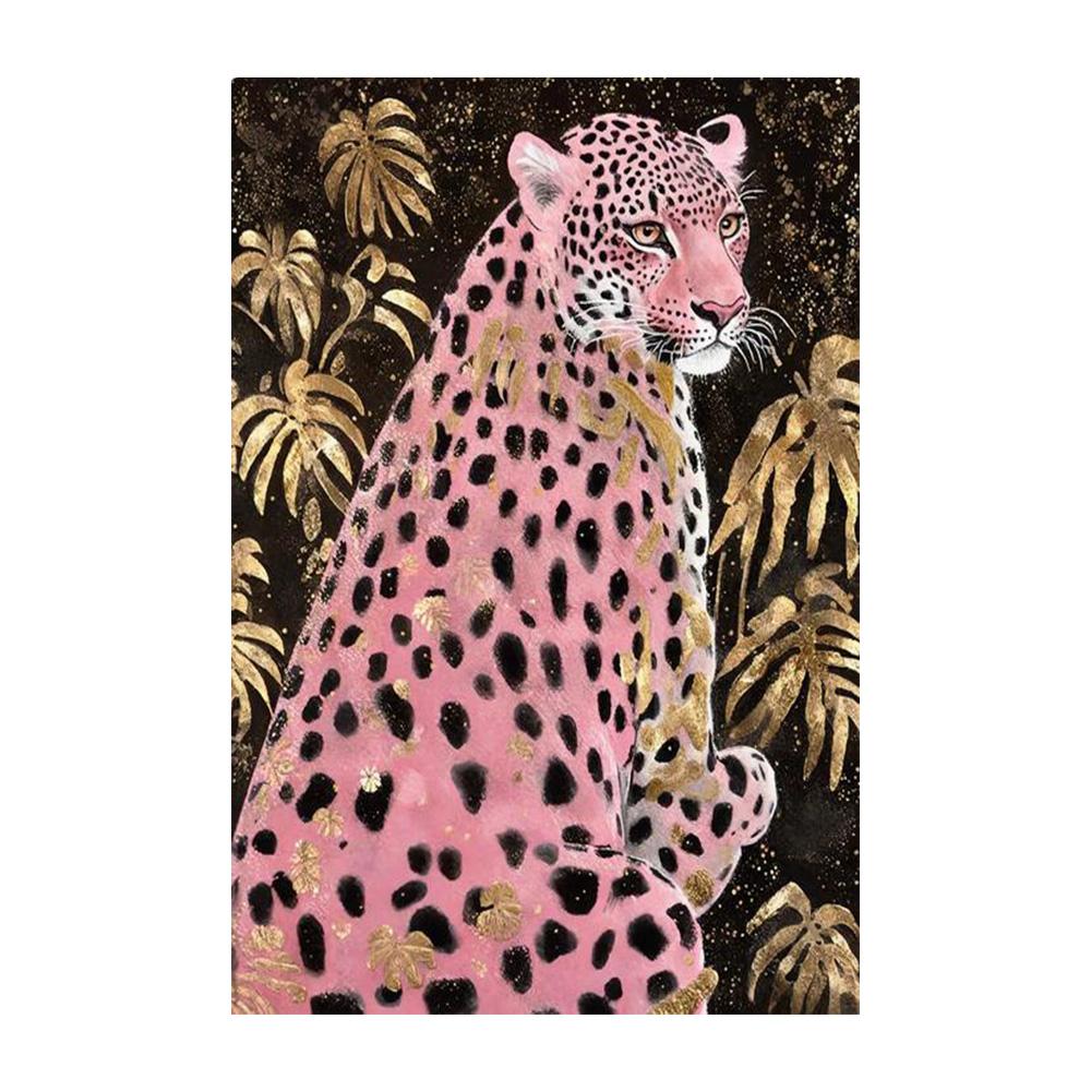 

Холст Картина Розовый Леопард Абстрактный Ботанический Лист Животные Картина Современное Украшение для Дома или Гостиной Без Рамы Декор Стен 30x45cm