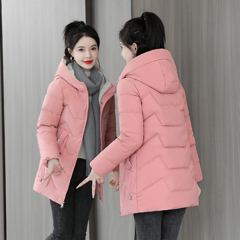 Cotton Jacket, Women, Medium To Long Length, New Winter Version for 2025, Dirt Resistant, Thick, Hooded Cotton Jacket, Outerwear
