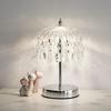 Moderne dimmbare Kristall-Tischlampe - USB-betriebenes Nachtlicht mit poliertem Kunstschirm, perfekt für Schlafzimmer bis Bar