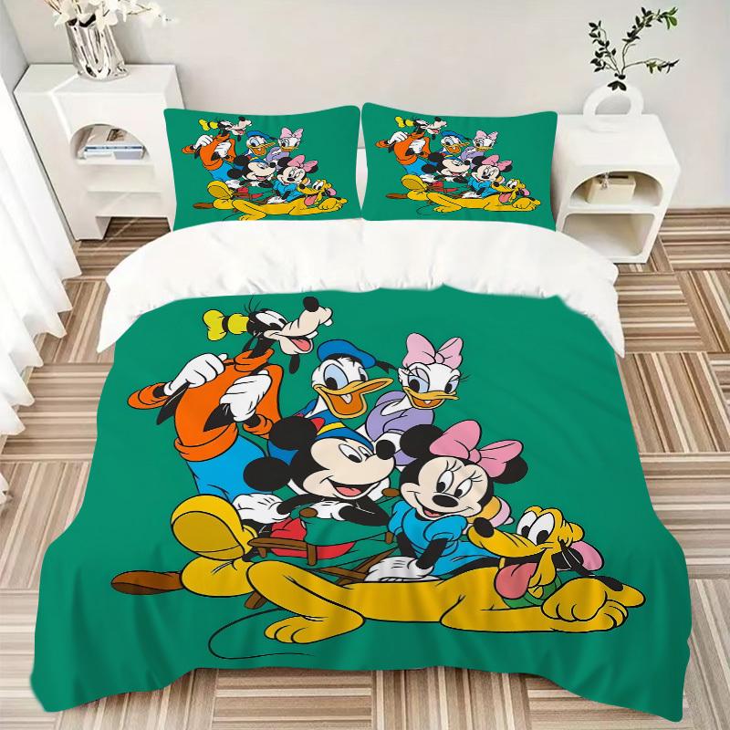 3pcs set Mickey Mouse Pluto1pc of quilt cover+2pcs of pillowcase, no core, print bedding, All Seasons Bedroom Setting024