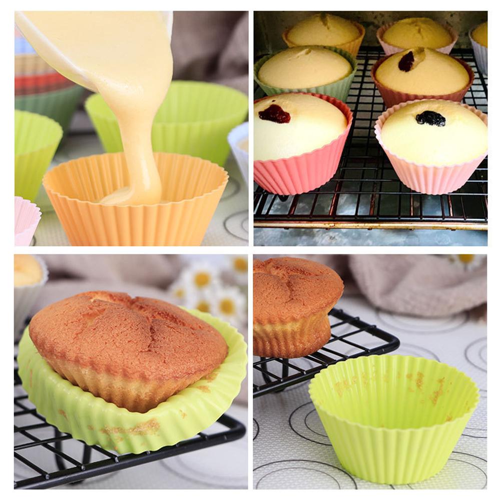 12pcs Silicone Cupcake Baking Cups Mold Reusable Non-Stick Muffin Cupcake Liners Holders Set For Baking Cooking Cupcake Pan Mold