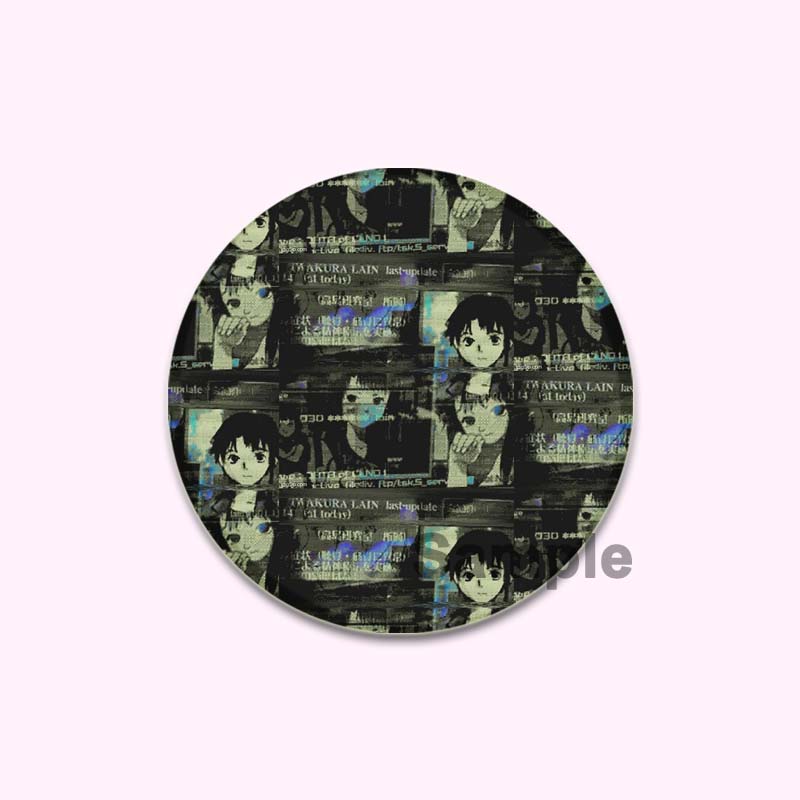 Anime Serial Experiments Lain 32/44/58mm Simple Button Pin Snap In Design Cartoon Brooches Daily Stylish Ornament Handmade Badge