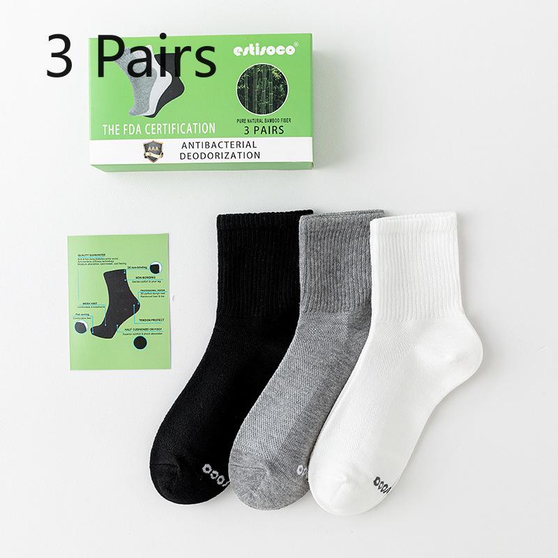 

3 пары носков мужские до середины икры из бамбукового волокна влагопоглощающие сетчатые дышащие антибактериальные против запаха с широкой резинкой женские повседневные короткие носки women