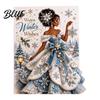 Elegant Angel Art Greeting Cards 3D Christmas Card Pop Up Holiday Blessing Poinsettia Three Dimensional Keepsake Snowflake Dress Seasonal Lady Xmas