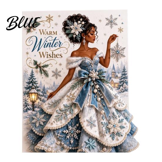 Elegant Angel Art Greeting Cards 3D Christmas Card Pop Up Holiday Blessing Poinsettia Three Dimensional Keepsake Snowflake Dress Seasonal Lady Xmas