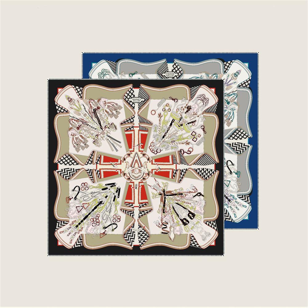 New Style Curled Twill Silk Scarf Women Fashion Double Side Printed Square Scarves Wraps Echarpes Foulards Femme Hijab 70CM
