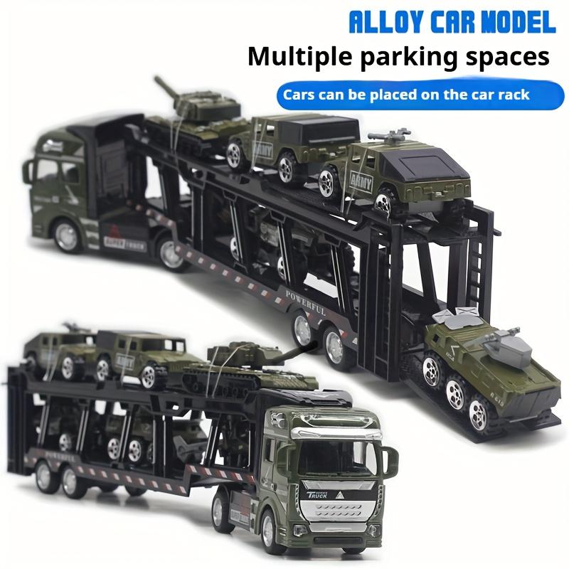 6-in-1 Military Truck Vehicle Alloy Toy Set Alloy Transport Truck with 6 Alloy Vehicles Detachable Front Car Ornament Birthday Gift for Kids