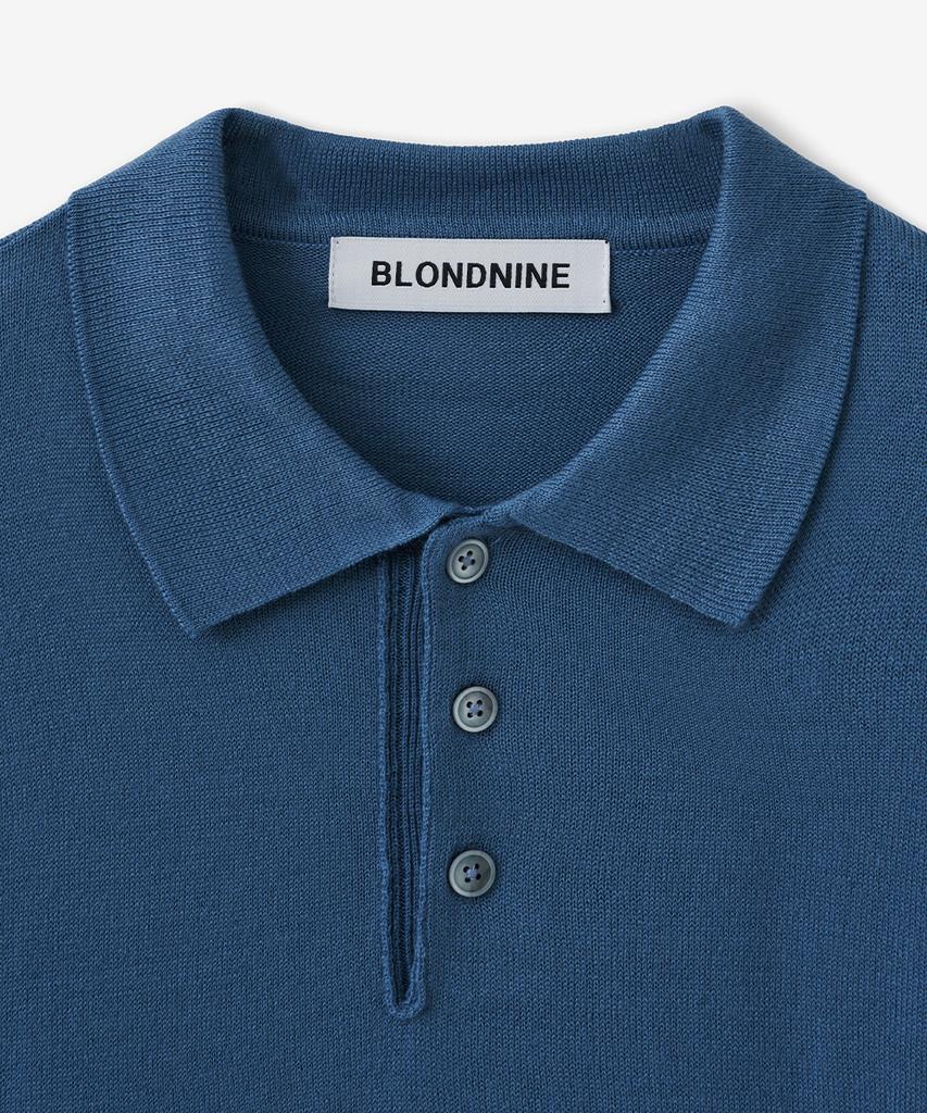 BLOND9 Button Collar Knit_Blue
