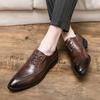 European Station Men Fashionable Derby Shoes Pointed Toe Classic Lace Business Wear Leather Shoes Black Brown 37-45 Men Shoes