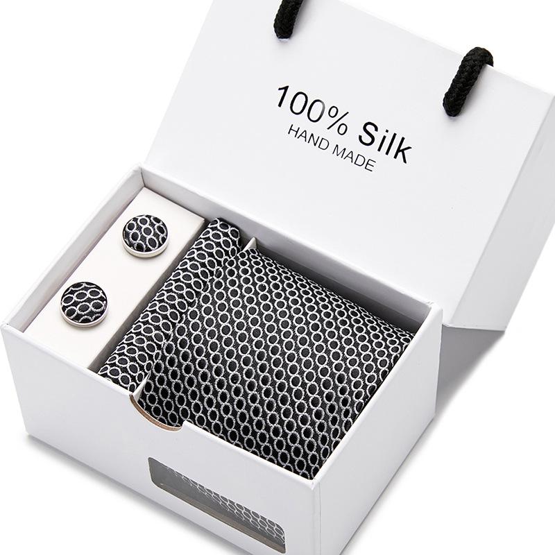 Men'S Tie Gift Box 5-Piece Set Tie Pocket Towel Scarf Cuff