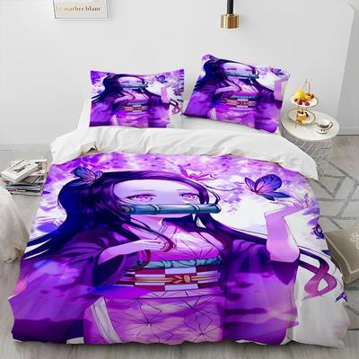 Anime Bedding Set Demon Slayer 3D Print Bedding Set Cozy Soft Duvet Cover King Queen Twin Size Birthday Gift Bedroom Decoration