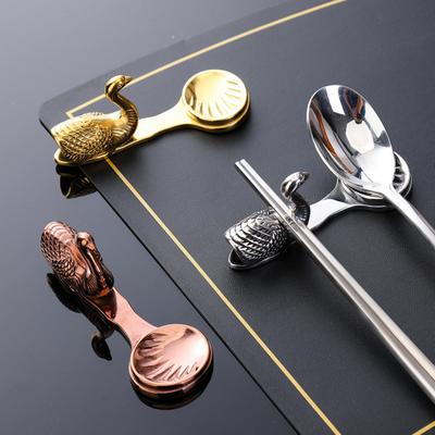 Chopstick Rest Swan Shape Stainless Steel Utensil Holder Rust-Proof Dining Table Organizer Home Kitchen Decor