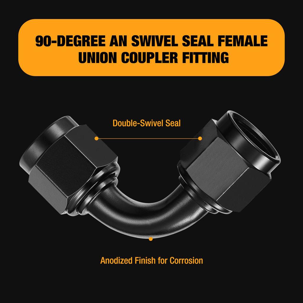 AN Female To AN Female 90 Degree Swivel Coupler Union Fitting Adapter Aluminum
